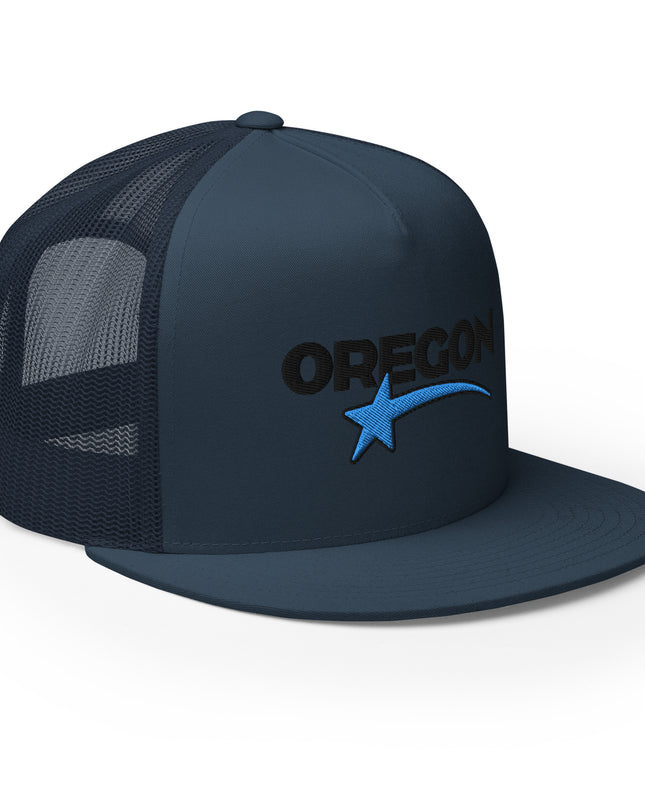 OREGON STAR/BLACK/BLUE - Embroidered - Trucker Cap