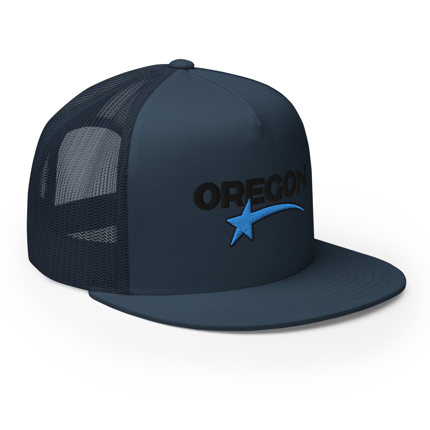 OREGON STAR/BLACK/BLUE - Embroidered - Trucker Cap