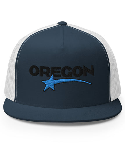 OREGON STAR/BLACK/BLUE - Embroidered - Trucker Cap