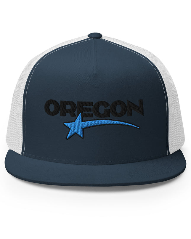 OREGON STAR/BLACK/BLUE - Embroidered - Trucker Cap