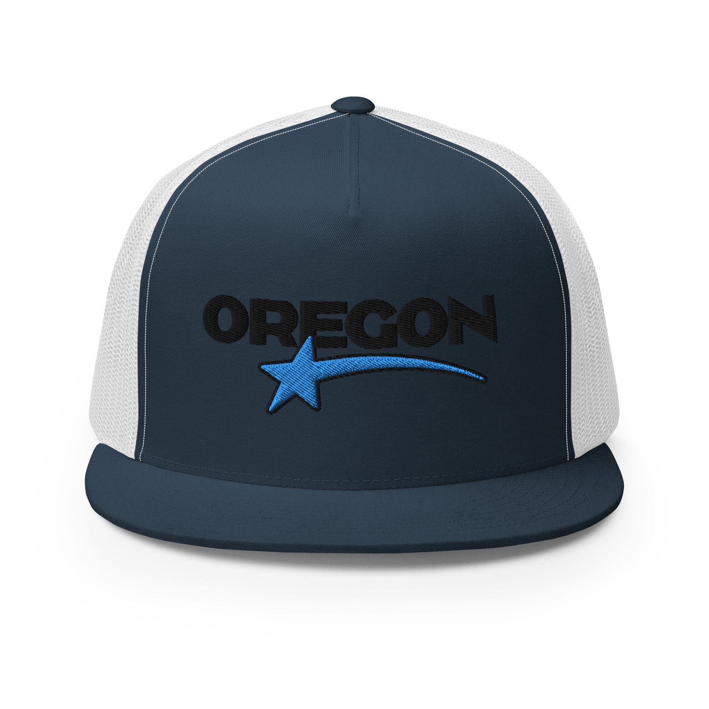 OREGON STAR/BLACK/BLUE - Embroidered - Trucker Cap