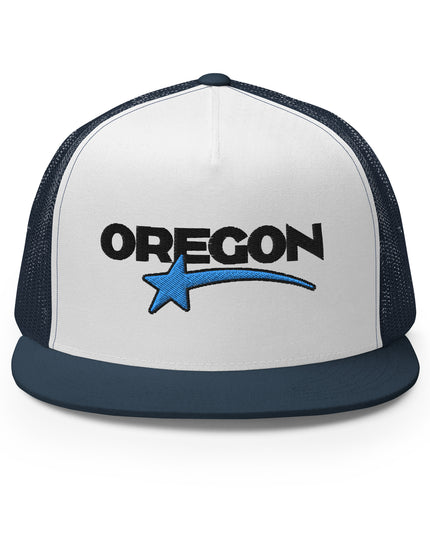 OREGON STAR/BLACK/BLUE - Embroidered - Trucker Cap