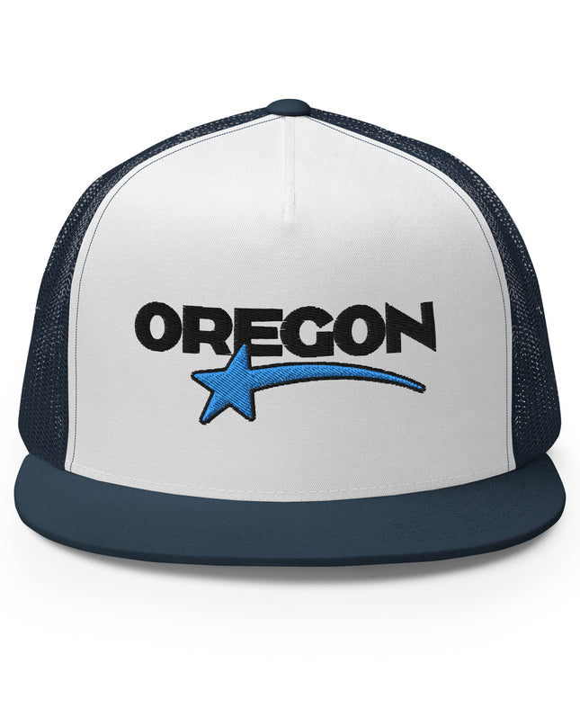 OREGON STAR/BLACK/BLUE - Embroidered - Trucker Cap
