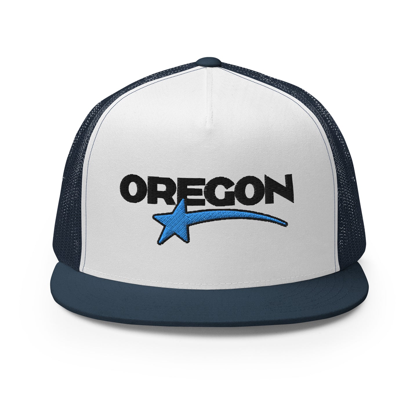 OREGON STAR/BLACK/BLUE - Embroidered - Trucker Cap