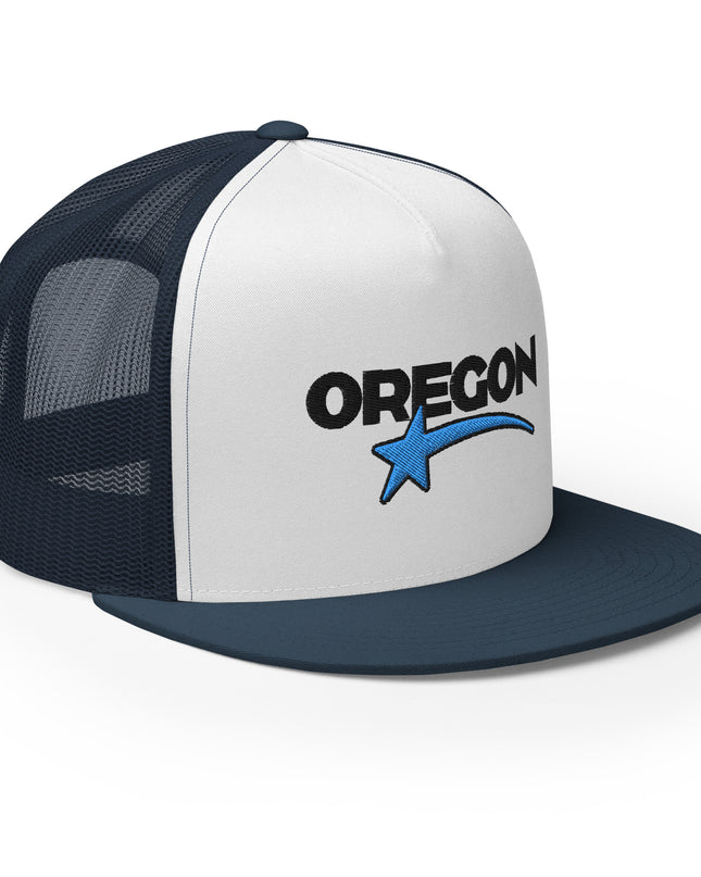 OREGON STAR/BLACK/BLUE - Embroidered - Trucker Cap