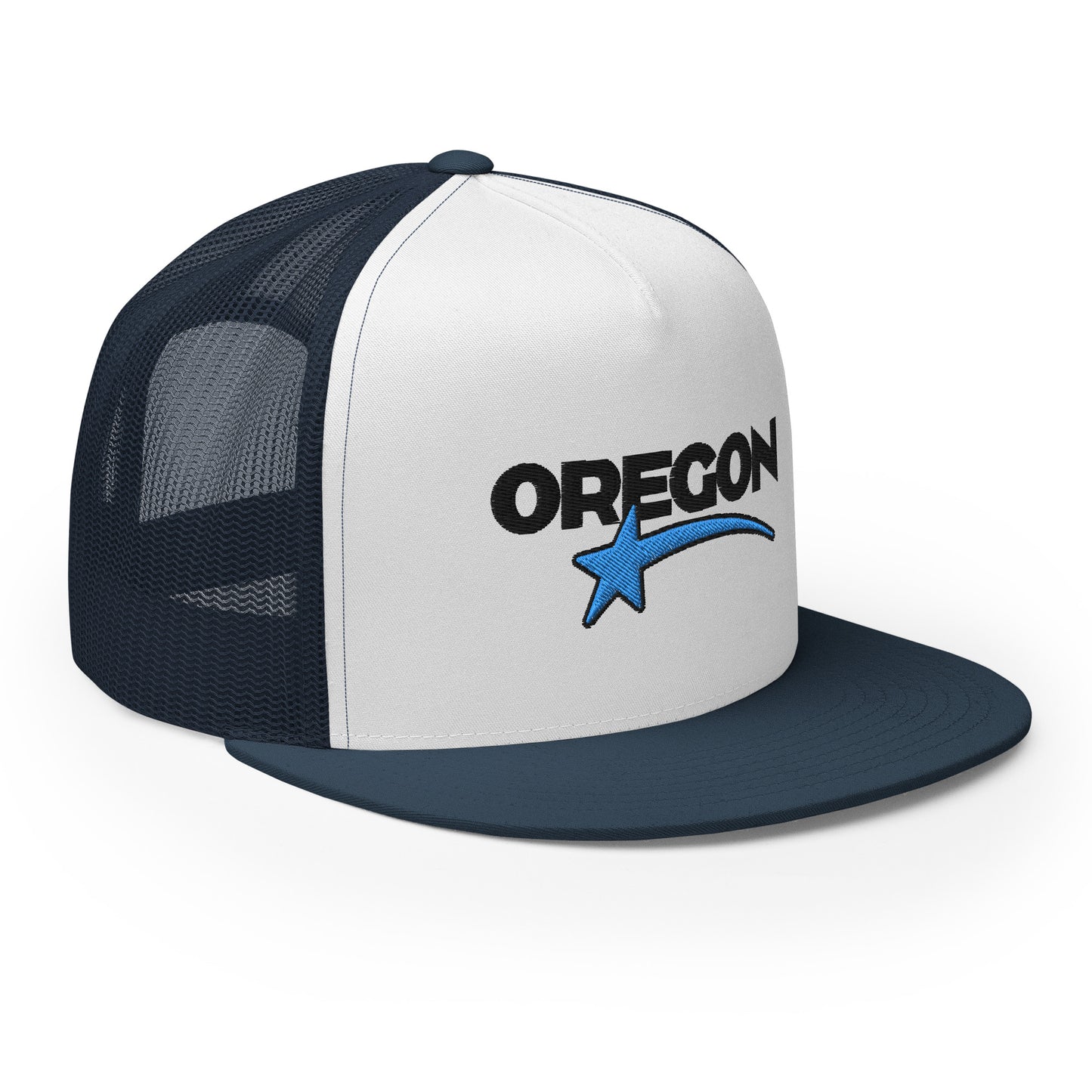OREGON STAR/BLACK/BLUE - Embroidered - Trucker Cap