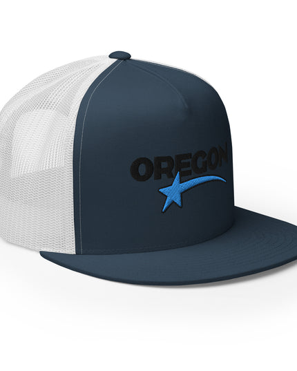 OREGON STAR/BLACK/BLUE - Embroidered - Trucker Cap