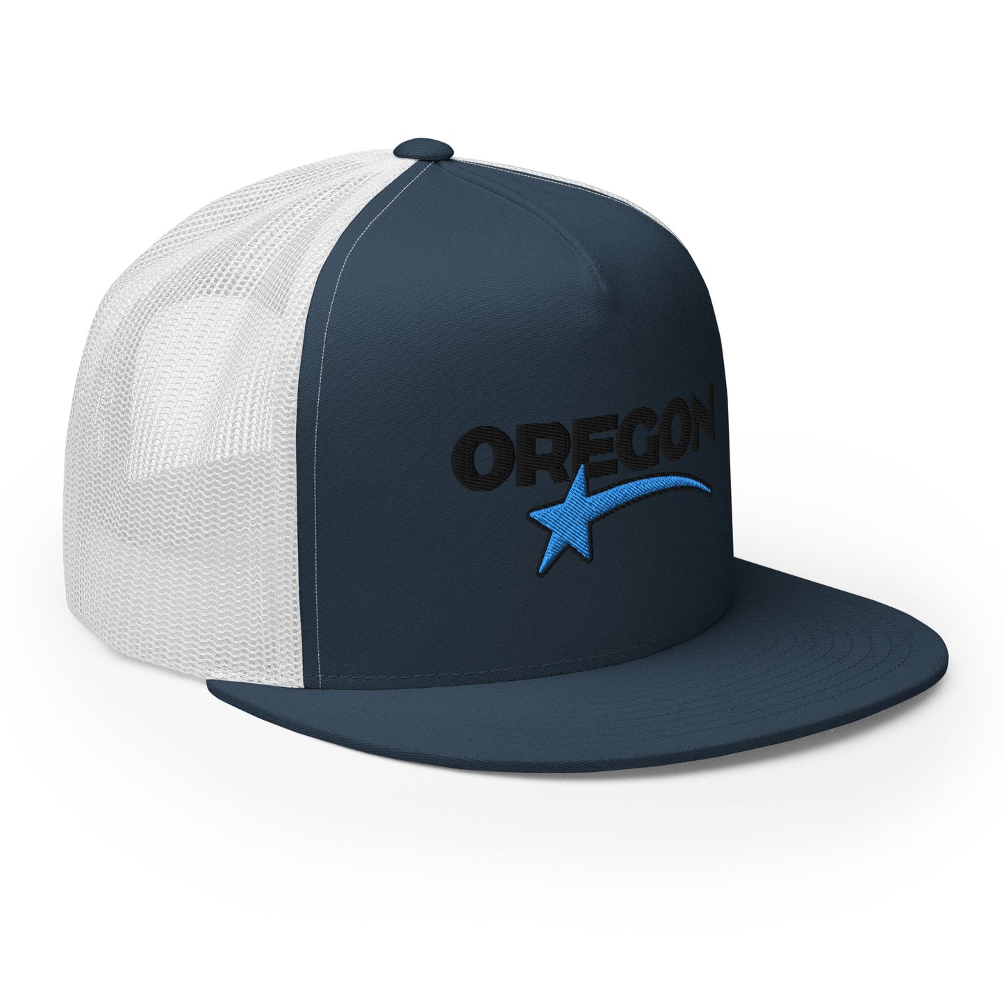 OREGON STAR/BLACK/BLUE - Embroidered - Trucker Cap