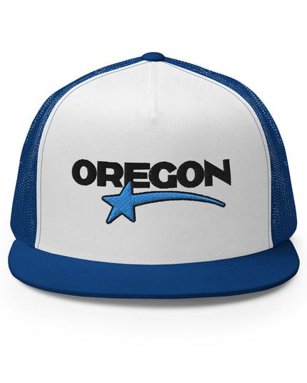 OREGON STAR/BLACK/BLUE - Embroidered - Trucker Cap