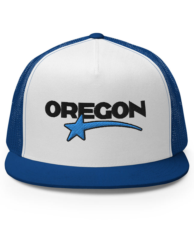 OREGON STAR/BLACK/BLUE - Embroidered - Trucker Cap