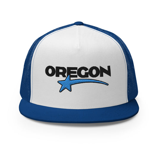 OREGON STAR/BLACK/BLUE - Embroidered - Trucker Cap
