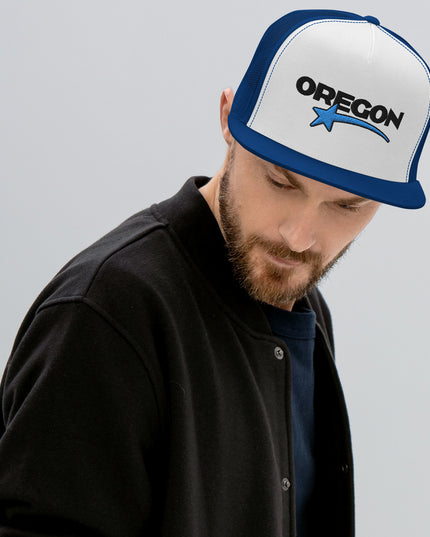 OREGON STAR/BLACK/BLUE - Embroidered - Trucker Cap