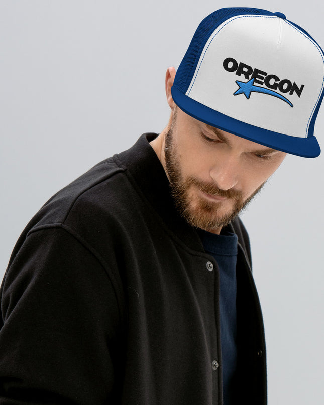 OREGON STAR/BLACK/BLUE - Embroidered - Trucker Cap