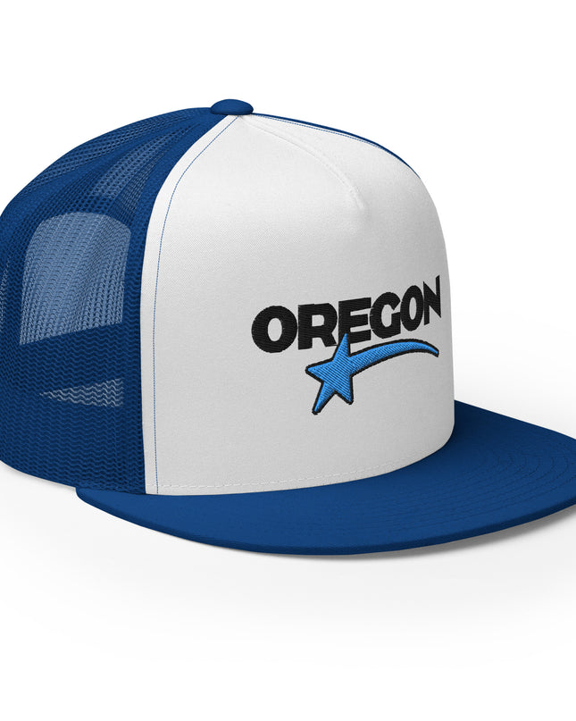 OREGON STAR/BLACK/BLUE - Embroidered - Trucker Cap