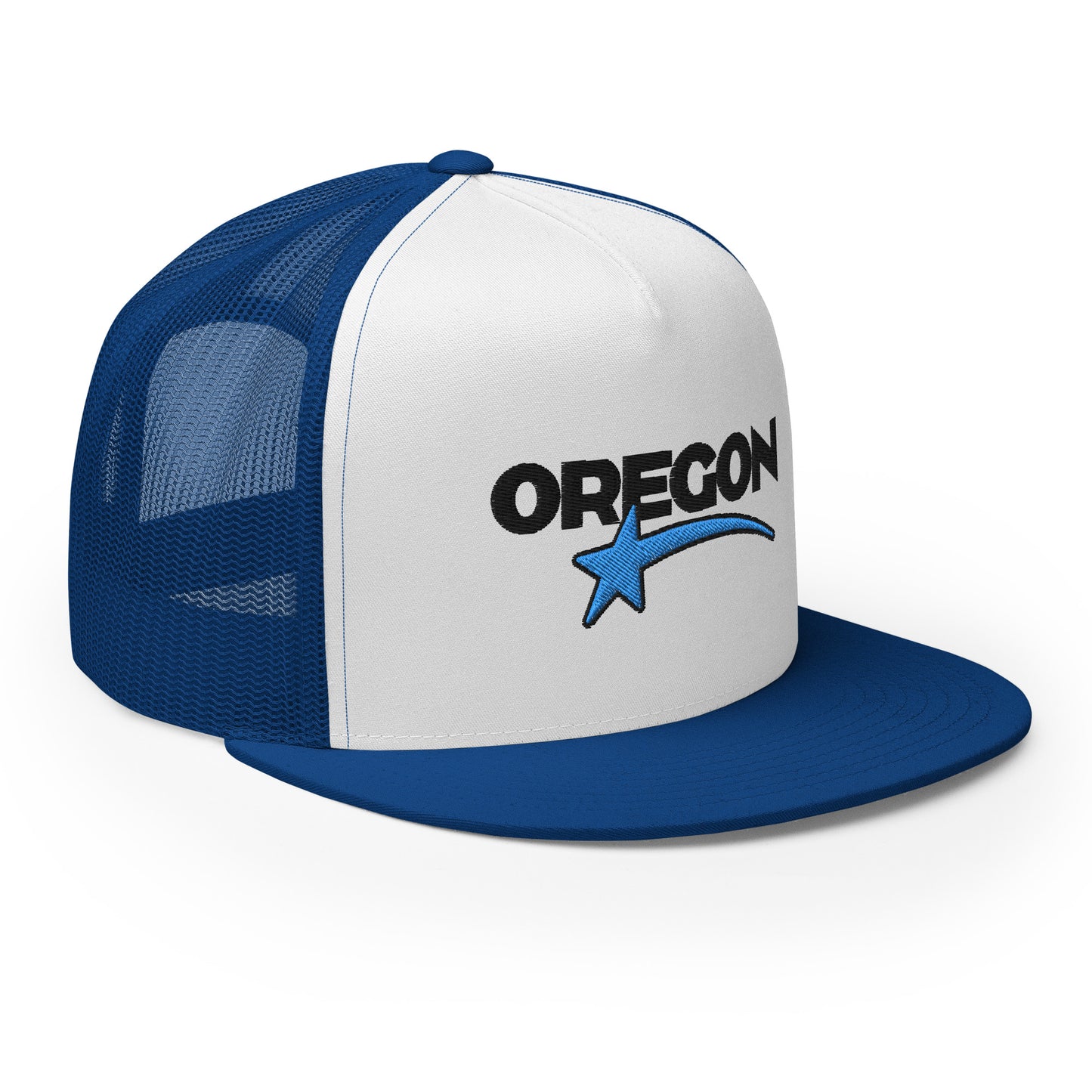 OREGON STAR/BLACK/BLUE - Embroidered - Trucker Cap