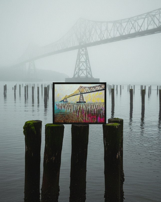 Astoria Bridge - Digital Art - Framed canvas