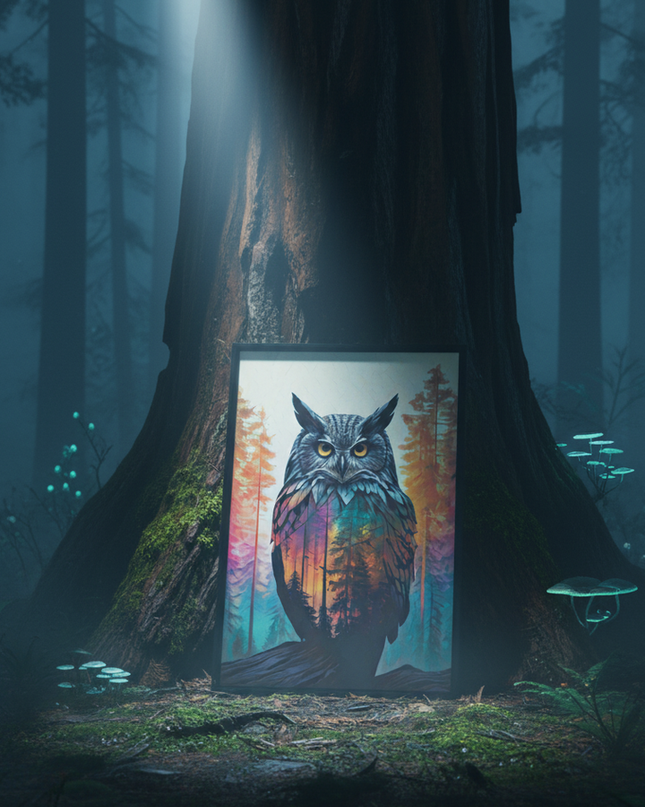 Oregon Owl - Digital Art - Framed canvas