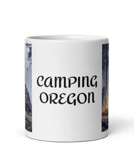 Camping Oregon - White glossy mug