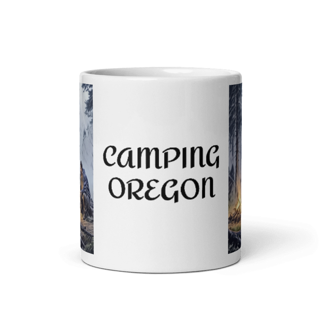 Camping Oregon - White glossy mug