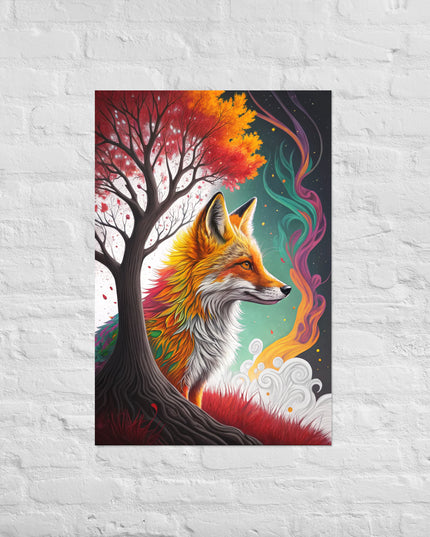 Fox in a Tree - Abstract Poster - 24x36