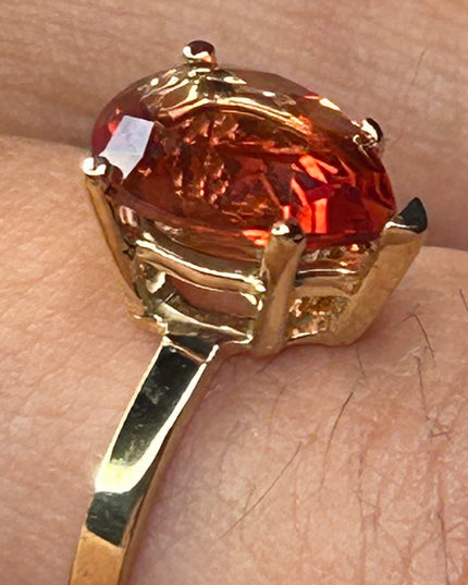 Red Oregon Sunstone Ring 1.7 Ct Pear