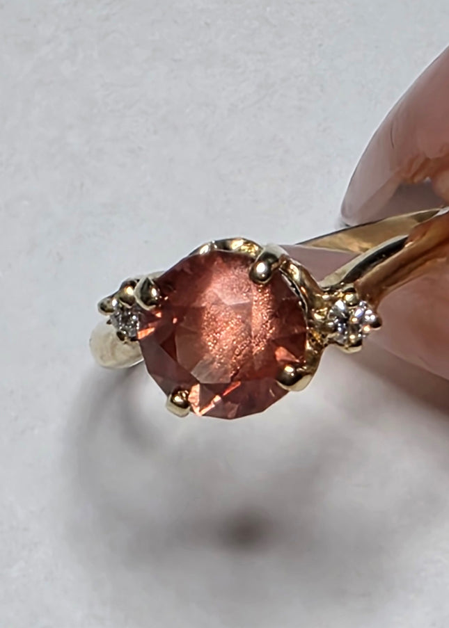 OREGON SUNSTONE RING - One Carat with Diamonds