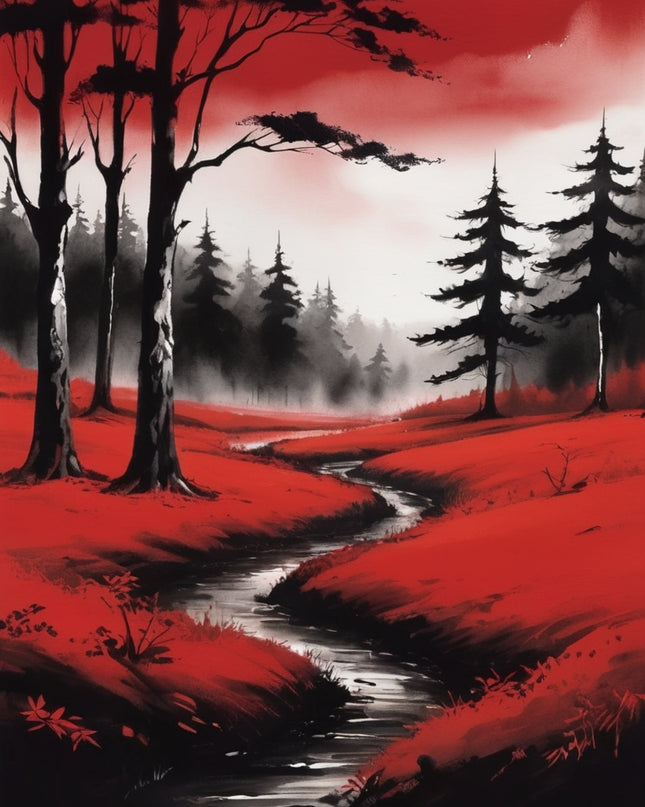 Landscape in Red and Black - Jigsaw puzzle