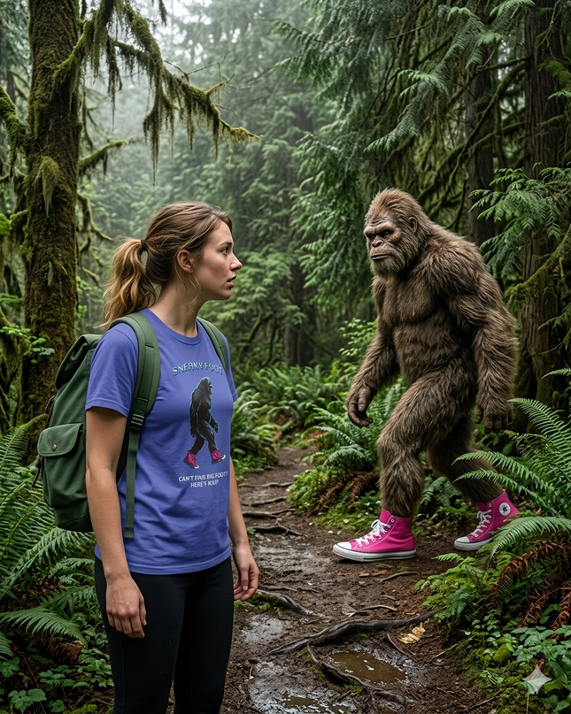 SNEAKY FOOT - CAN'T FIND BIG FOOT? HERE'S WHY! - COMFORT COLORS - T SHIRT