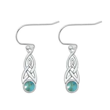 Sterling Silver Oxidized Genuine Turquoise Earrings - FREE SHIPPING