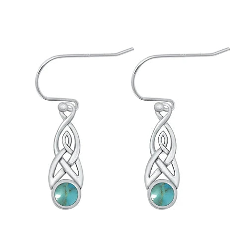 Sterling Silver Oxidized Genuine Turquoise Earrings - FREE SHIPPING