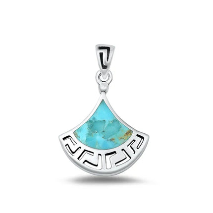 Sterling Silver Polished Genuine Turquoise Pendant-22.6mm - FREE SHIPPING