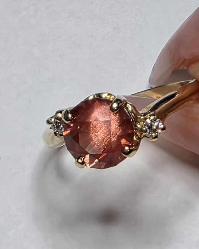 OREGON SUNSTONE RING - One Carat with Diamonds