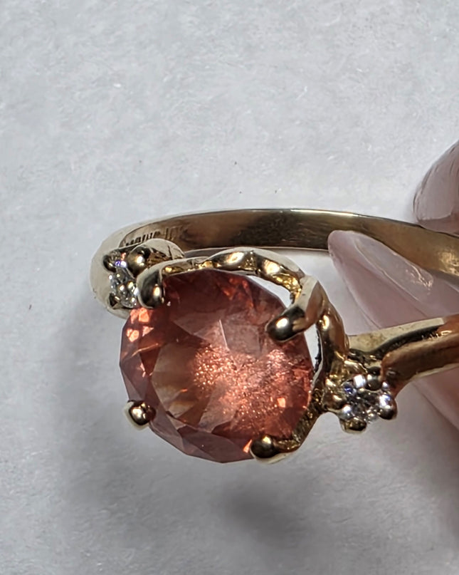 OREGON SUNSTONE RING - One Carat with Diamonds