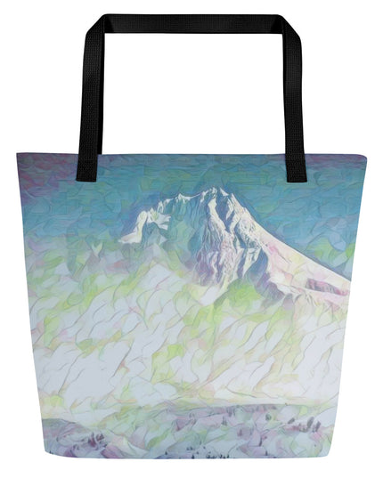 Mount Hood - Oregon - Digital Art - Large 16x20 Tote Bag W/Pocket