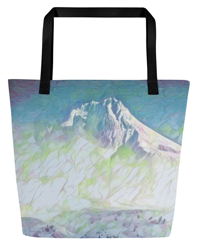 Mount Hood - Oregon - Digital Art - Large 16x20 Tote Bag W/Pocket