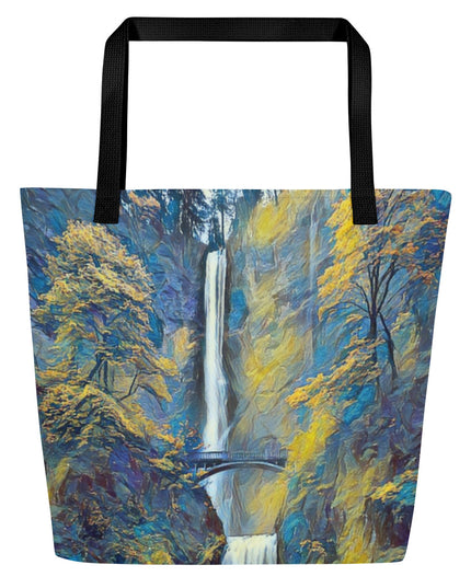Multnomah Falls - Oregon - Digital Art - Large 16x20 Tote Bag W/Pocket