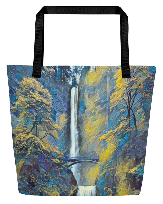 Multnomah Falls - Oregon - Digital Art - Large 16x20 Tote Bag W/Pocket