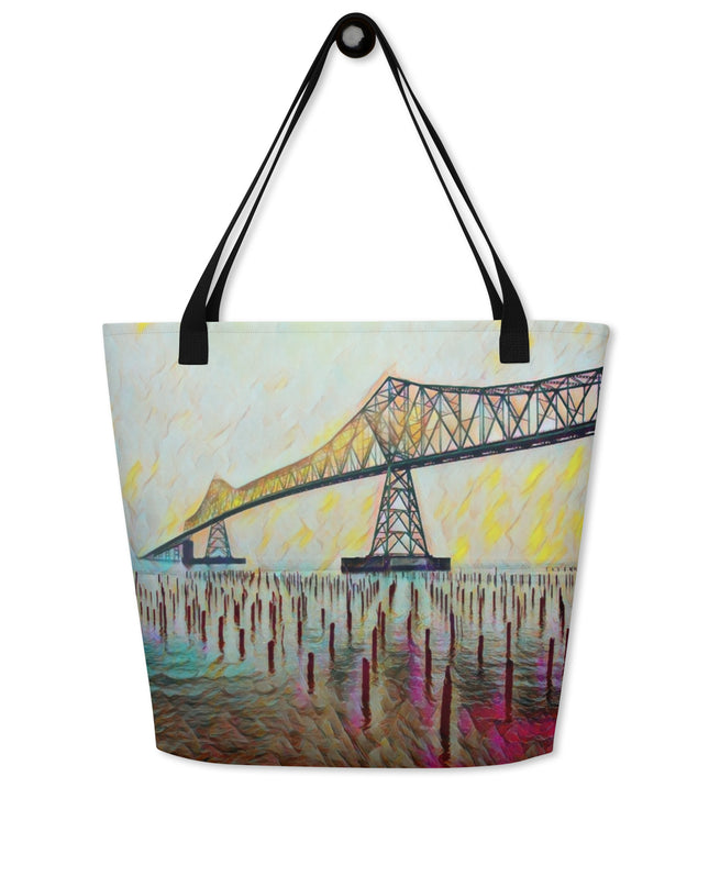 Astoria Bridge - Digital Art - Large 16x20 Tote Bag W/Pocket