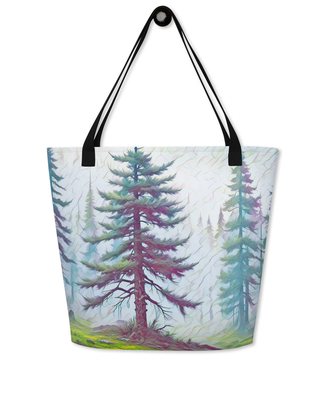 Into the Oregon Woods - Digital Art - Large 16x20 Tote Bag W/Pocket