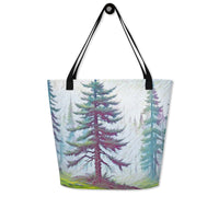 Thumbnail for Into the Oregon Woods - Digital Art - Large 16x20 Tote Bag W/Pocket