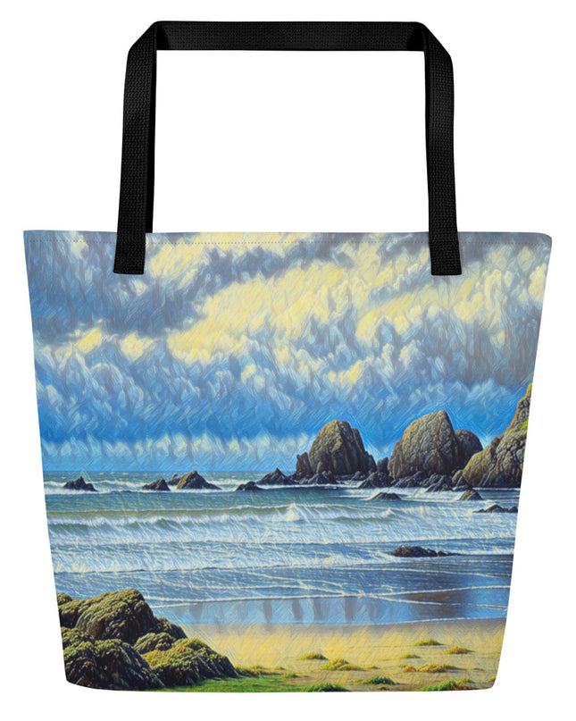 Oregon Coast - Digital Art - Large Tote Bag W/Pocket