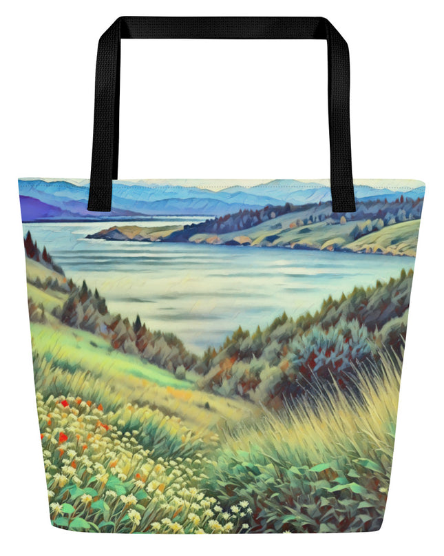 Columbia River - Digital Art - Large 16x20 Tote Bag W/Pocket
