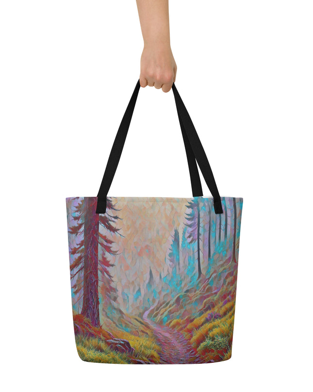 Oregon Back Trail - Digital Art - Large 16x20 Tote Bag W/Pocket