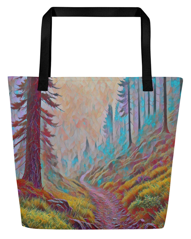 Oregon Back Trail - Digital Art - Large 16x20 Tote Bag W/Pocket