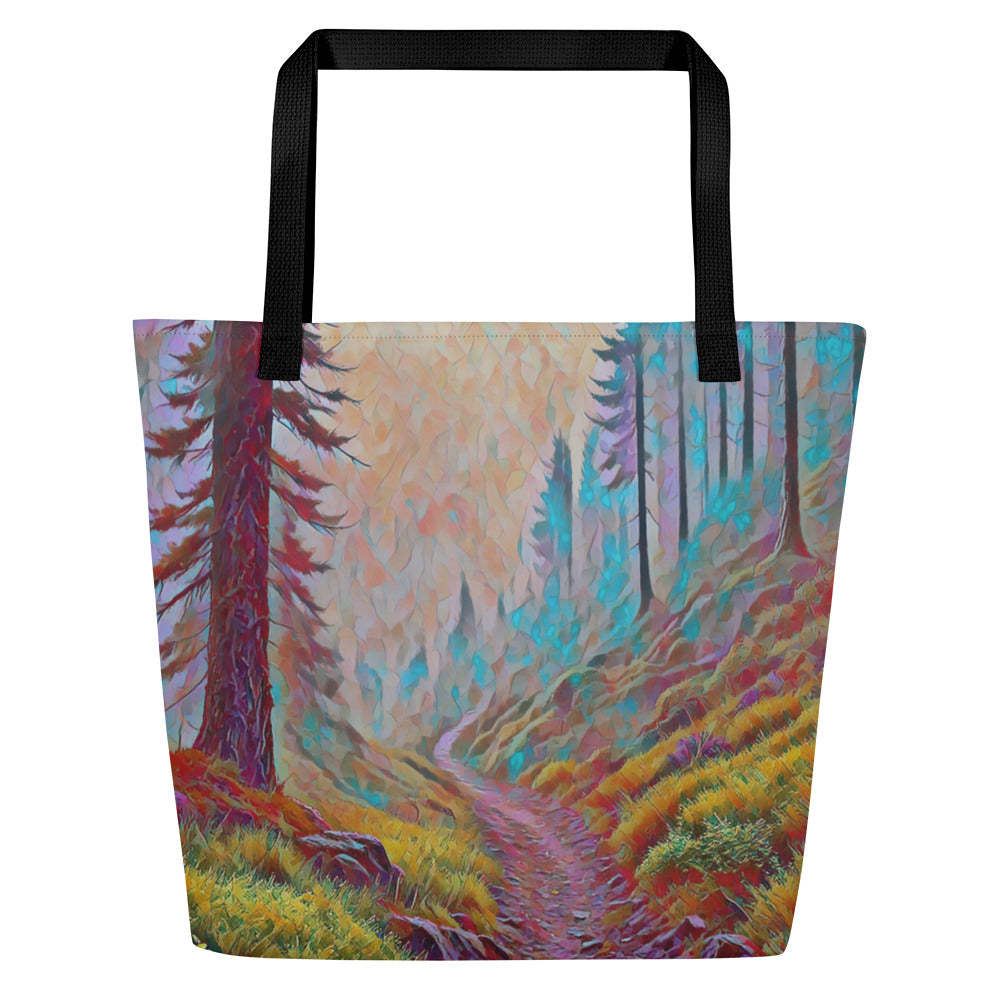 Oregon Back Trail - Digital Art - Large 16x20 Tote Bag W/Pocket