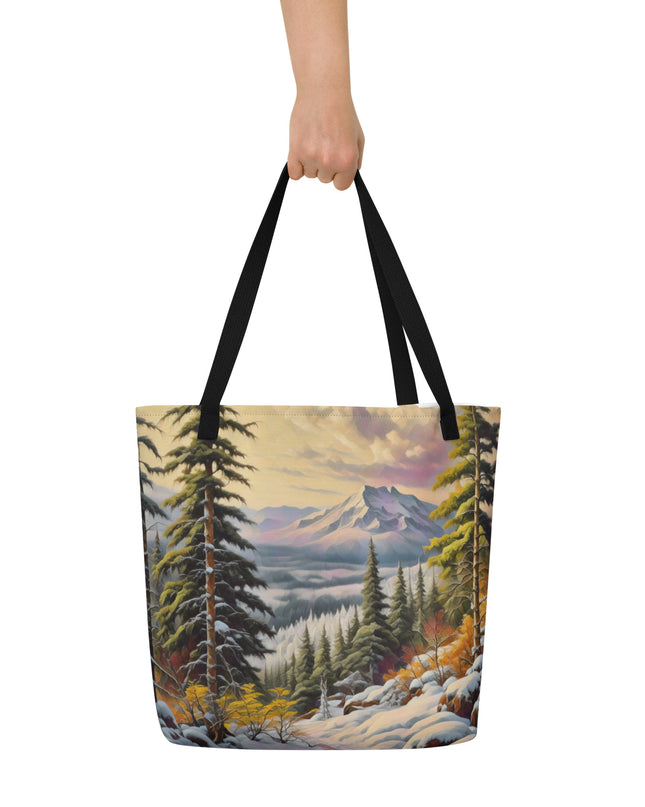 Winter Trail - Digital Art - Large 16x20 Tote Bag W/Pocket