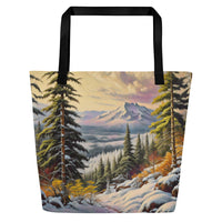 Thumbnail for Winter Trail - Digital Art - Large 16x20 Tote Bag W/Pocket