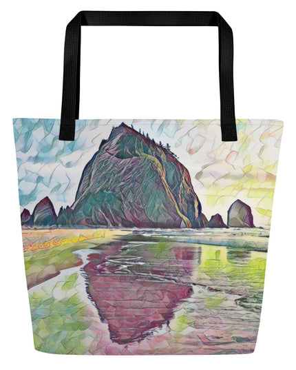 Haystack Rock - Large 16x20 Tote Bag W/Pocket
