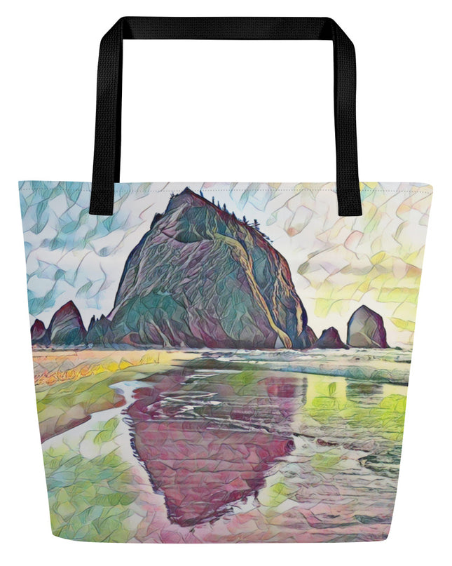 Haystack Rock - Large 16x20 Tote Bag W/Pocket