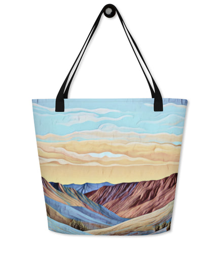 Oregon Painted Hills - Digital Art - Large 16x20 Tote Bag W/Pocket